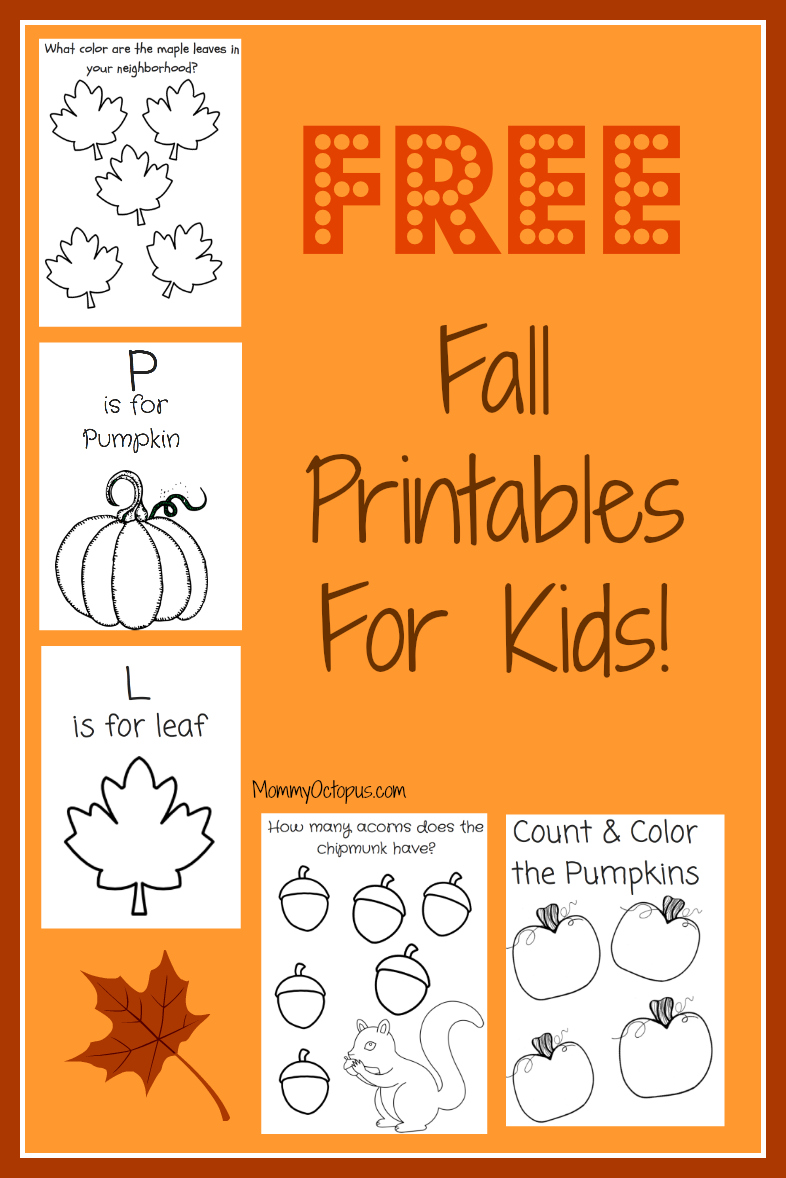 Free Fall Printable Activity Sheets Mommy Octopus