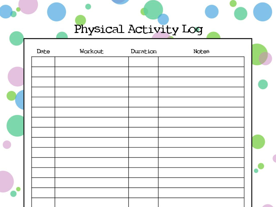 Free Printable Physical Activity Log