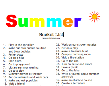 Summer Bucket List Printable