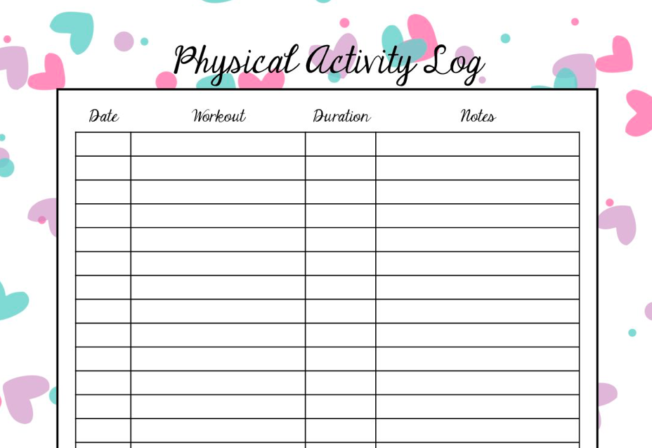printable activity log sheet